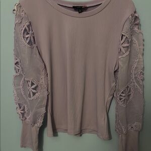 Purple Lace Sleeve Women's Top
